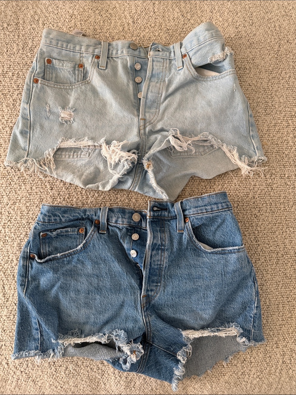 Levi's Distressed Cutoff Jean Shorts Duo - Light & Mid Blue